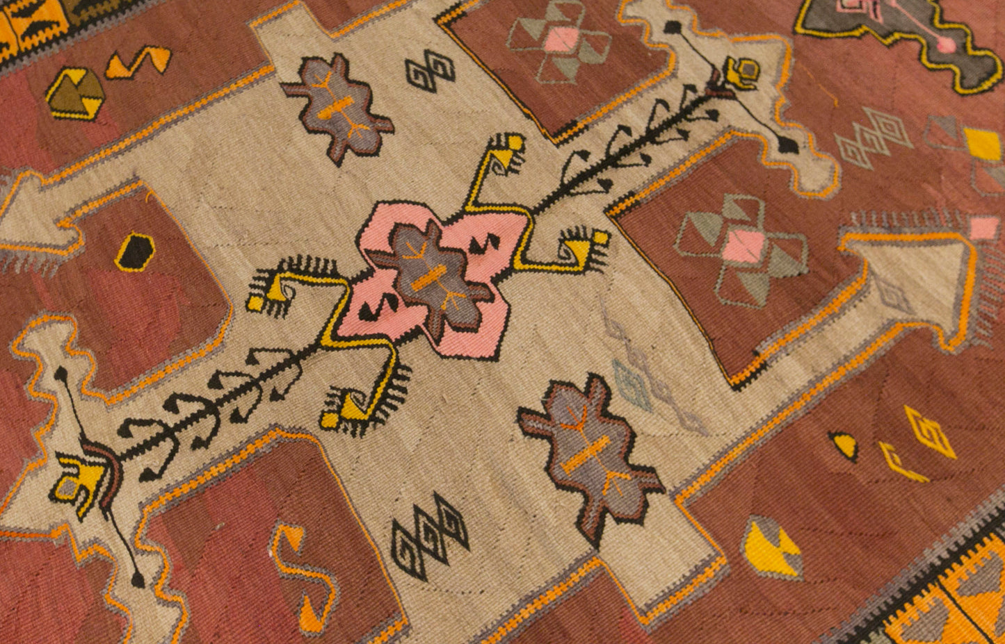 Vintage Kars Kilim Rug, 5.1 x 13.9 ft, 155 x 425 cm, Handwoven Turkish Wool Kilim
