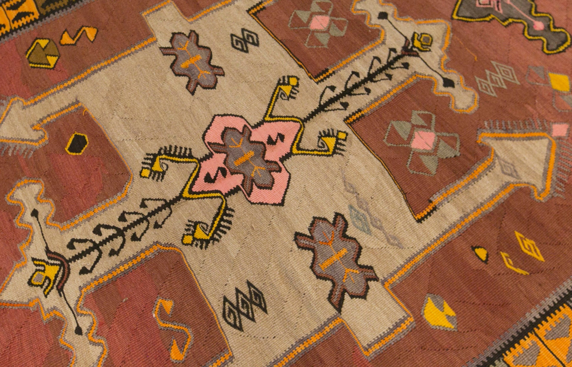 Vintage Kars Kilim Rug, 5.1 x 13.9 ft, 155 x 425 cm, Handwoven Turkish Wool Kilim