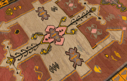Vintage Kars Kilim Rug, 5.1 x 13.9 ft, 155 x 425 cm, Handwoven Turkish Wool Kilim