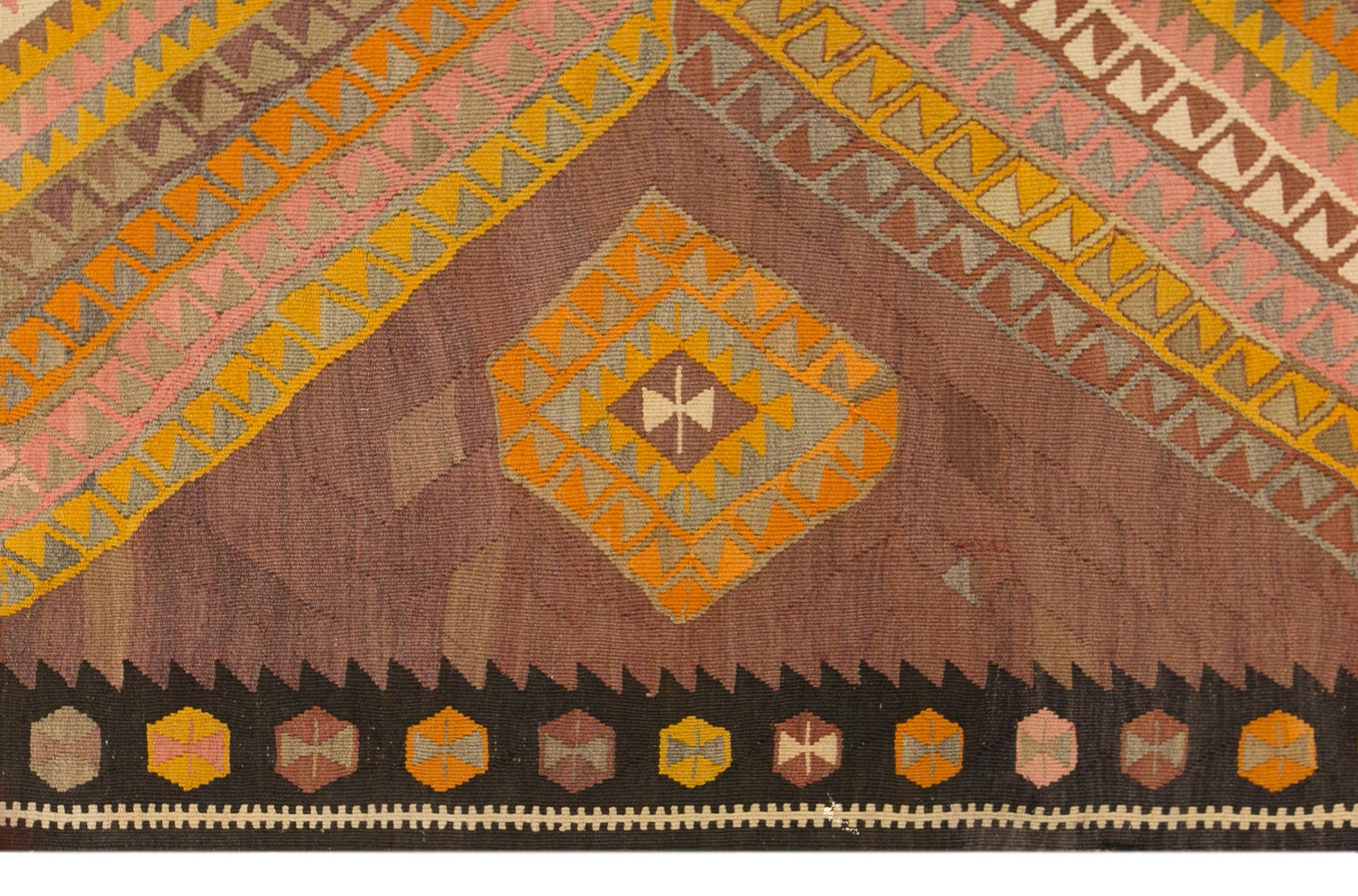 Vintage Kars Kilim Rug, 5.1 x 13.9 ft, 155 x 425 cm, Handwoven Turkish Wool Kilim