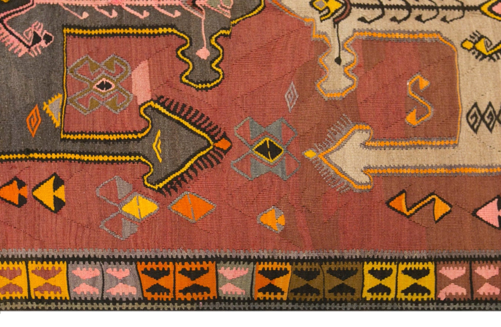 Vintage Kars Kilim Rug, 5.1 x 13.9 ft, 155 x 425 cm, Handwoven Turkish Wool Kilim