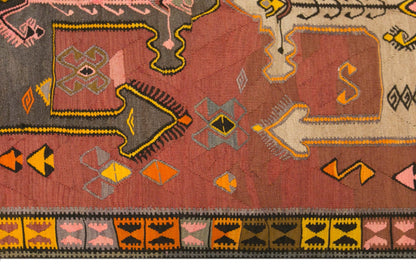 Vintage Kars Kilim Rug, 5.1 x 13.9 ft, 155 x 425 cm, Handwoven Turkish Wool Kilim
