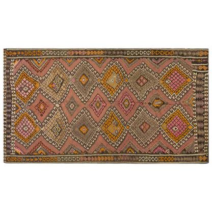 Vintage Kars Kilim Rug, 5.2 x 10.3 ft, 160 x 315 cm, Handwoven Turkish Wool Kilim