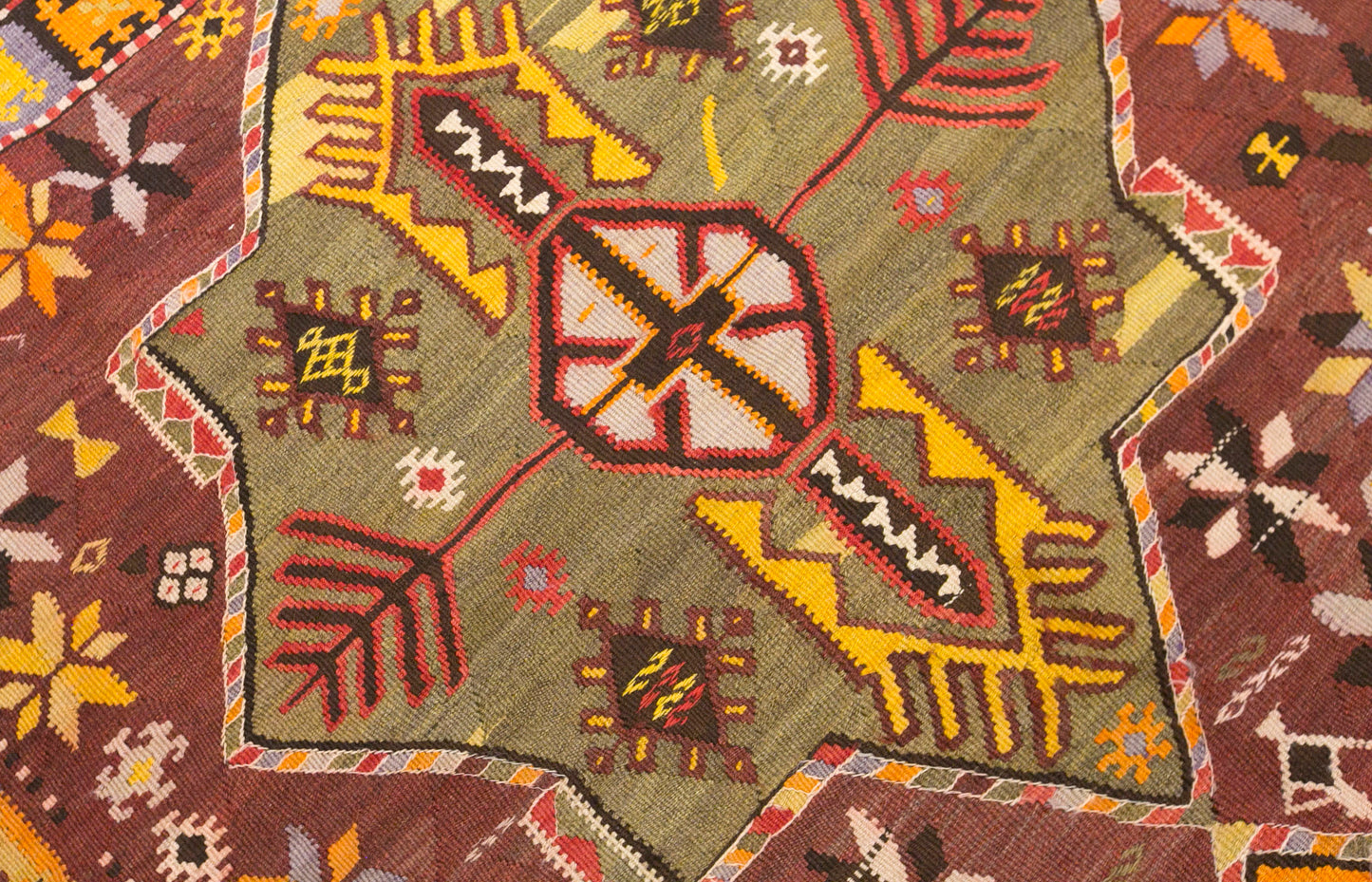 Vintage Kars Kilim Rug, 5.2 x 11.2 ft, 160 x 340 cm, Handwoven Turkish Wool Kilim