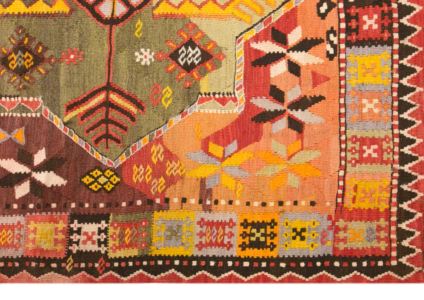 Vintage Kars Kilim Rug, 5.2 x 11.2 ft, 160 x 340 cm, Handwoven Turkish Wool Kilim