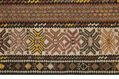 Vintage Kars Kilim Rug, 5.4 x 10.7 ft, 165 x 325 cm, Handwoven Turkish Wool Kilim