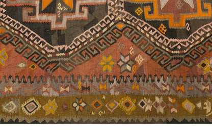 Vintage Kars Kilim Rug, 5.4 x 13.1 ft, 165 x 400 cm, Handwoven Turkish Wool Kilim