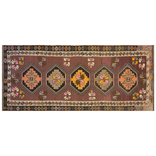 Vintage Kars Kilim Rug, 5.4 x 14.4 ft, 165 x 440 cm, Handwoven Turkish Wool Kilim