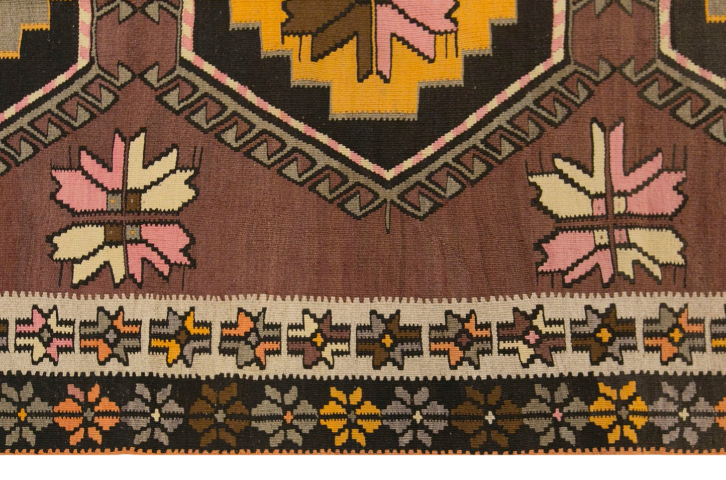 Vintage Kars Kilim Rug, 5.4 x 14.4 ft, 165 x 440 cm, Handwoven Turkish Wool Kilim