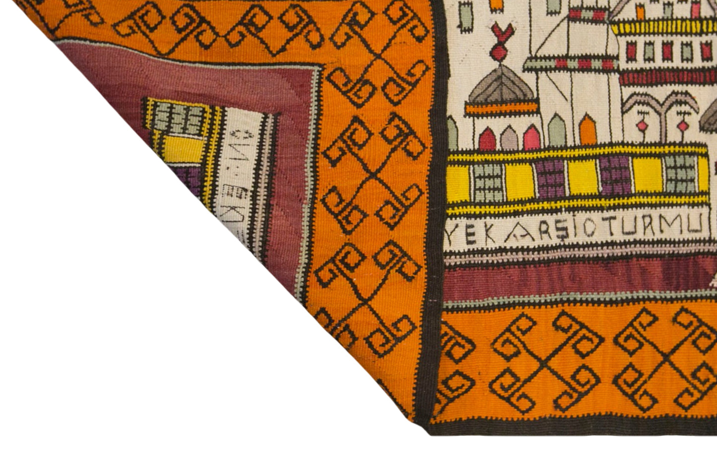 Vintage Kars Kilim Rug, 5.6 x 13.3 ft, 170 x 405 cm, Handwoven Turkish Wool Kilim
