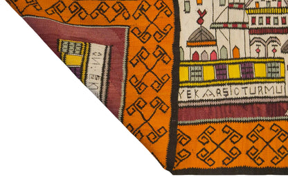 Vintage Kars Kilim Rug, 5.6 x 13.3 ft, 170 x 405 cm, Handwoven Turkish Wool Kilim