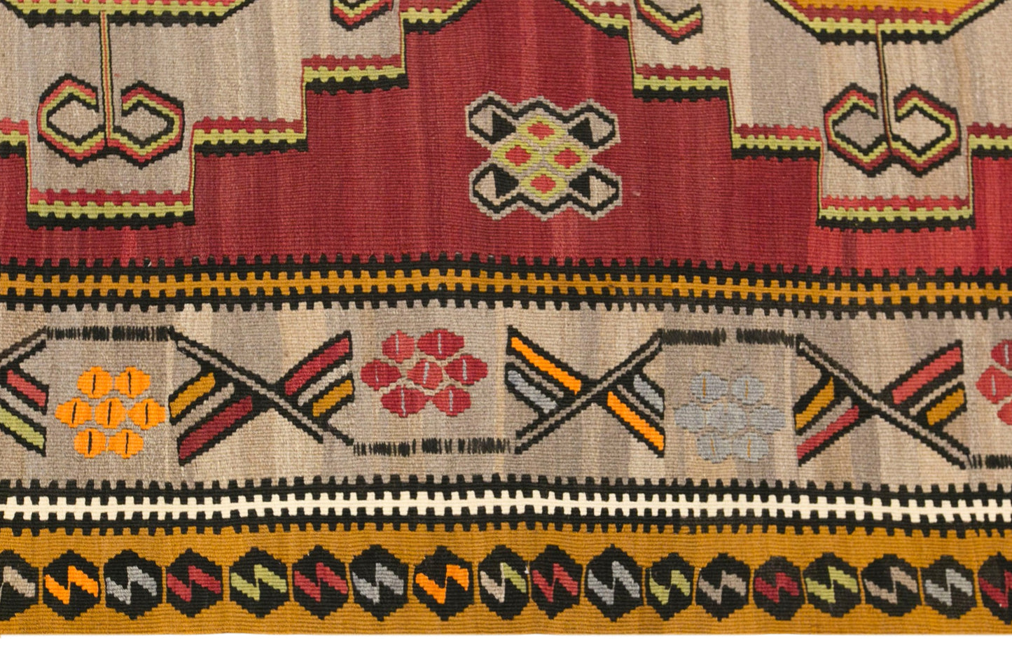 Vintage Kars Kilim Rug, 5.6 x 13.6 ft, 170 x 415 cm, Handwoven Turkish Wool Kilim