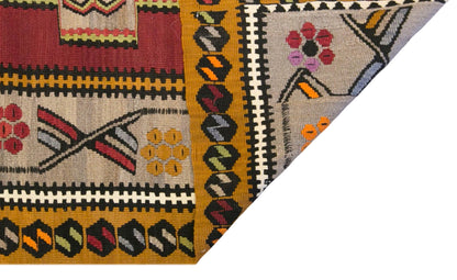 Vintage Kars Kilim Rug, 5.6 x 13.6 ft, 170 x 415 cm, Handwoven Turkish Wool Kilim