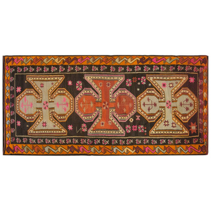 Vintage Kars Kilim Rug, 5.9 x 12.3 ft, 180 x 374 cm, Handwoven Turkish Wool Kilim