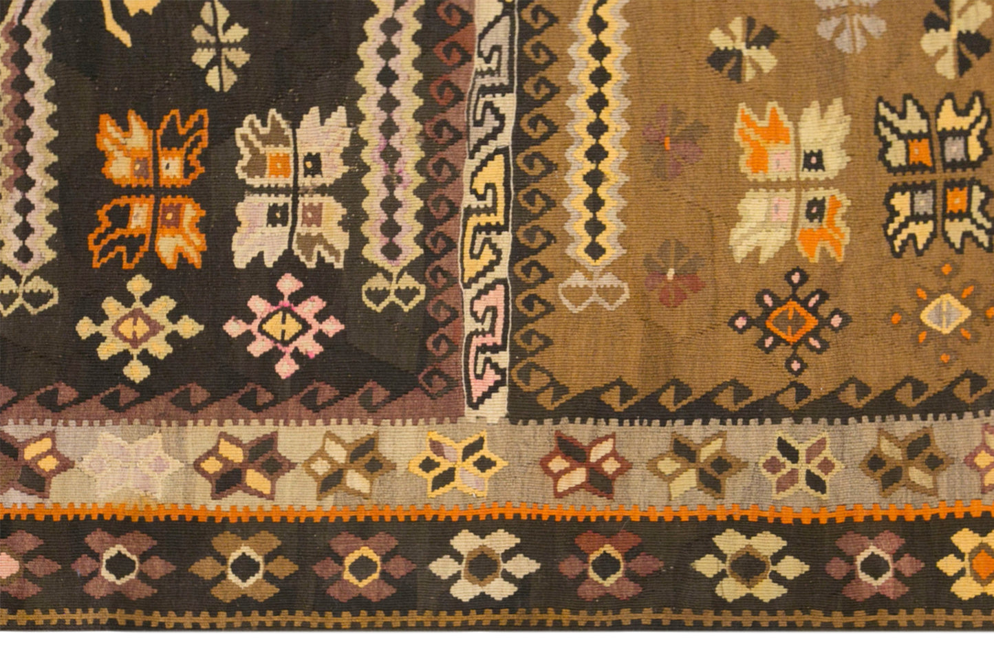 Vintage Kars Kilim Rug, 6.0 x 14.8 ft, 182 x 450 cm, Handwoven Turkish Kilim