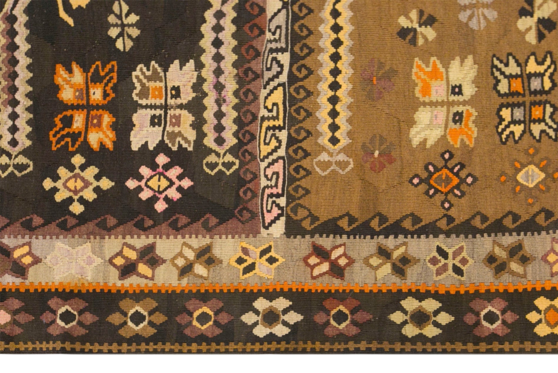 Vintage Kars Kilim Rug, 6.0 x 14.8 ft, 182 x 450 cm, Handwoven Turkish Kilim