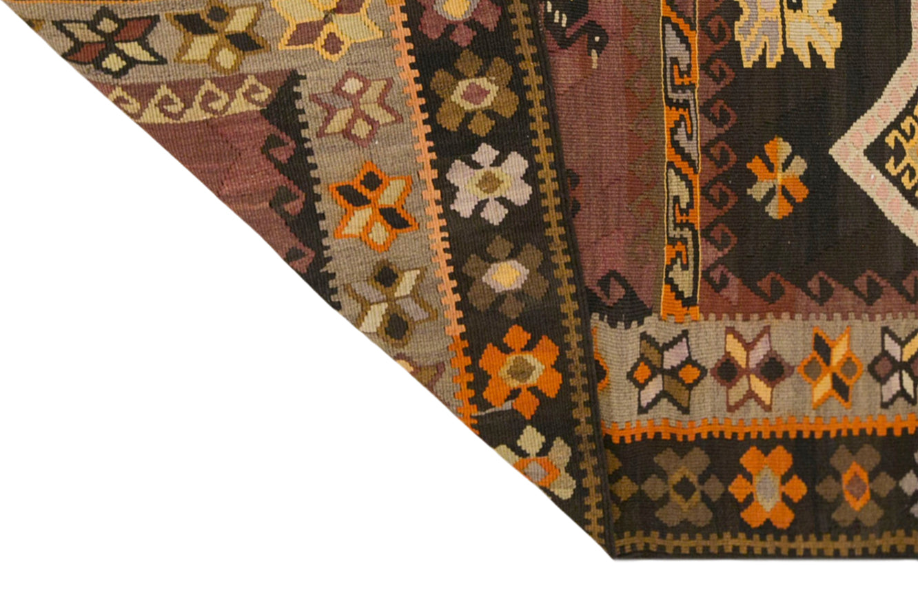 Vintage Kars Kilim Rug, 6.0 x 14.8 ft, 182 x 450 cm, Handwoven Turkish Kilim