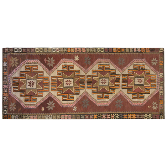 Vintage Kars Kilim Rug, 6.2 x 14.0 ft, 190 x 427 cm, Handwoven Turkish Wool Kilim