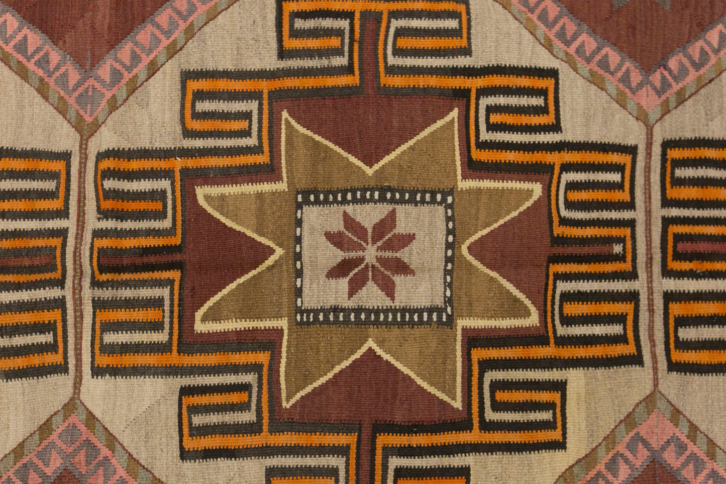 Vintage Kars Kilim Rug, 6.2 x 14.0 ft, 190 x 427 cm, Handwoven Turkish Wool Kilim