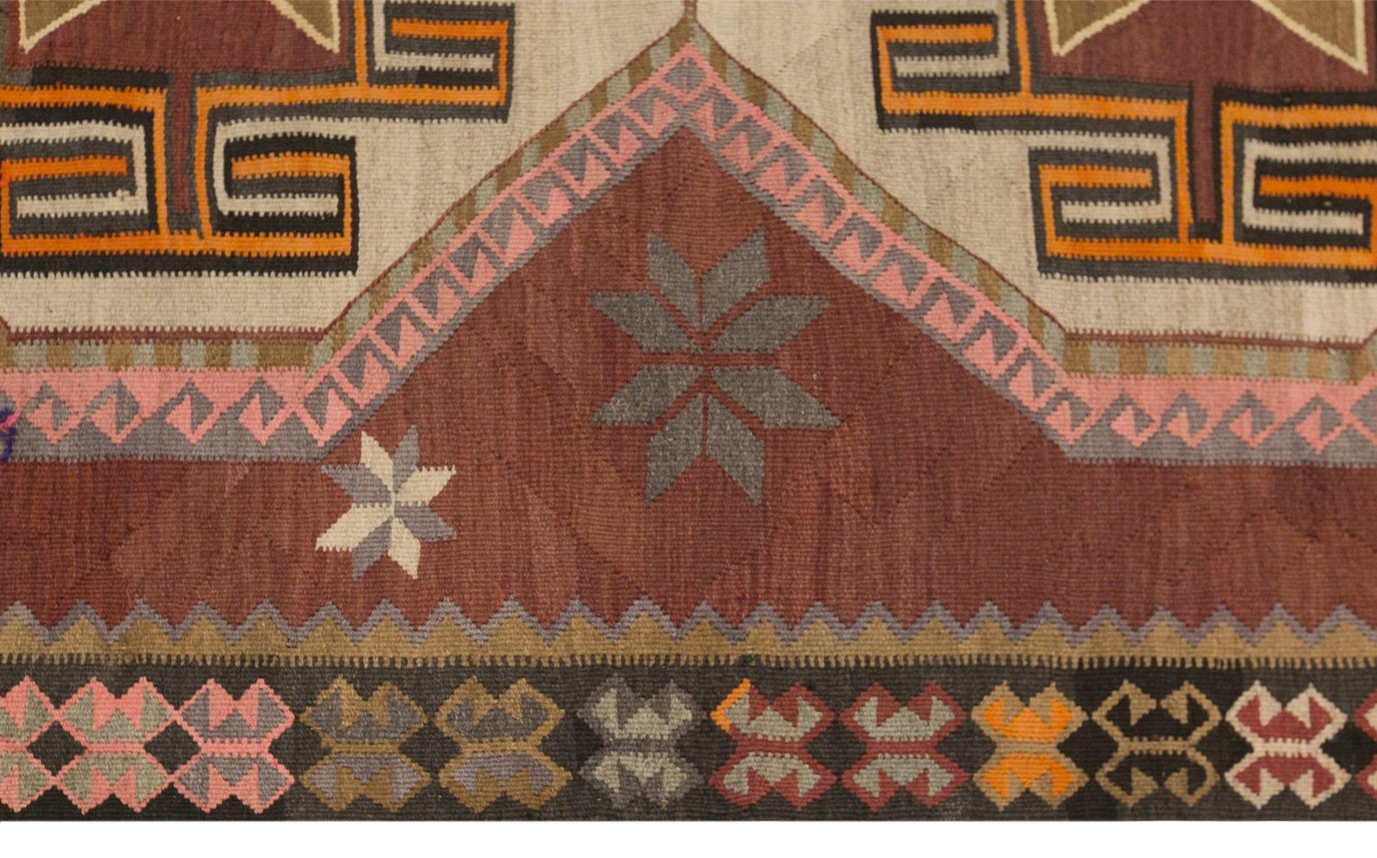 Vintage Kars Kilim Rug, 6.2 x 14.0 ft, 190 x 427 cm, Handwoven Turkish Wool Kilim