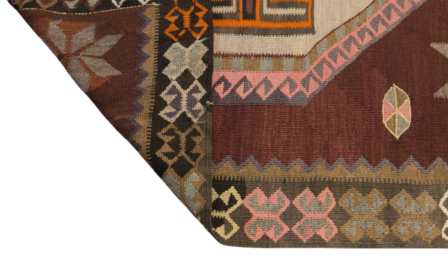 Vintage Kars Kilim Rug, 6.2 x 14.0 ft, 190 x 427 cm, Handwoven Turkish Wool Kilim