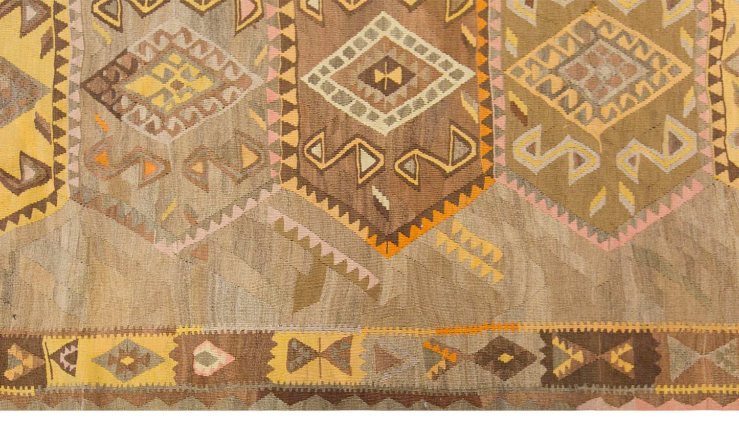 Vintage Kars Kilim Rug, 6.7 x 12.1 ft, 205 x 370 cm, Handwoven Turkish Wool Kilim