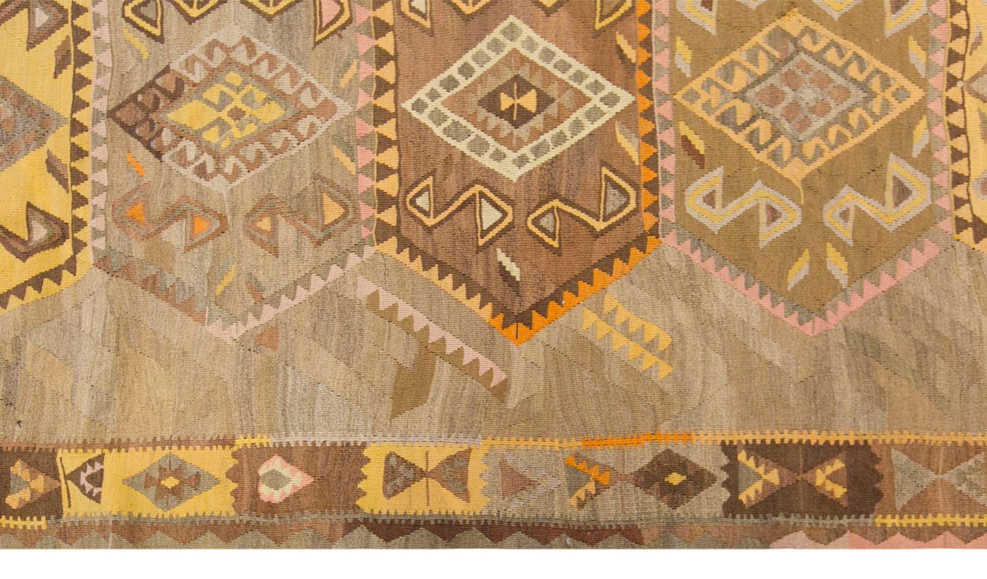 Vintage Kars Kilim Rug, 6.7 x 12.1 ft, 205 x 370 cm, Handwoven Turkish Wool Kilim