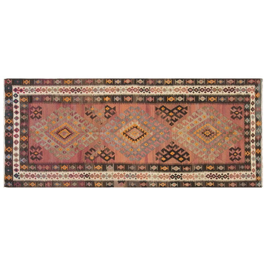 Vintage Kars Kilim Rug, Handwoven Turkish Wool Kilim