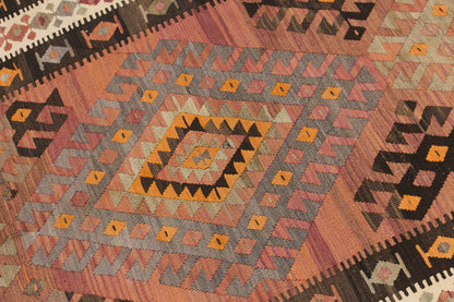 Vintage Kars Kilim Rug, Handwoven Turkish Wool Kilim
