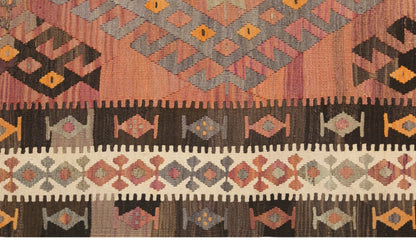 Vintage Kars Kilim Rug, Handwoven Turkish Wool Kilim