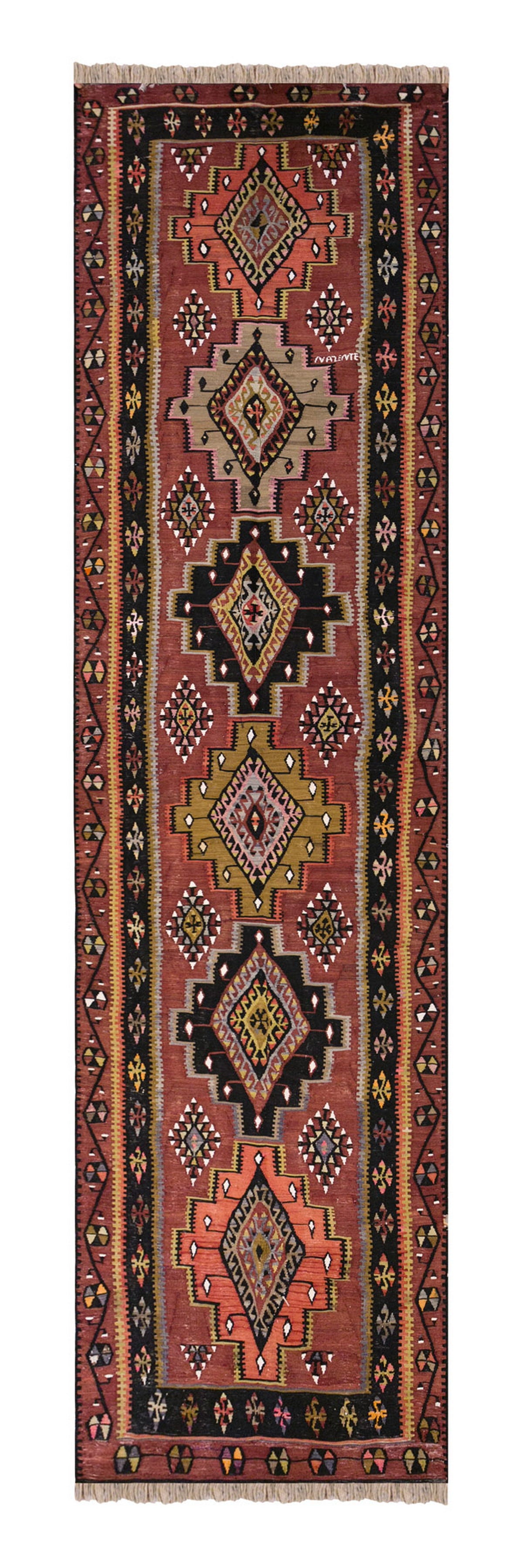 Vintage Kayseri Kilim Runner, 112 x 422 cm, 3.8 x 13.10 ft