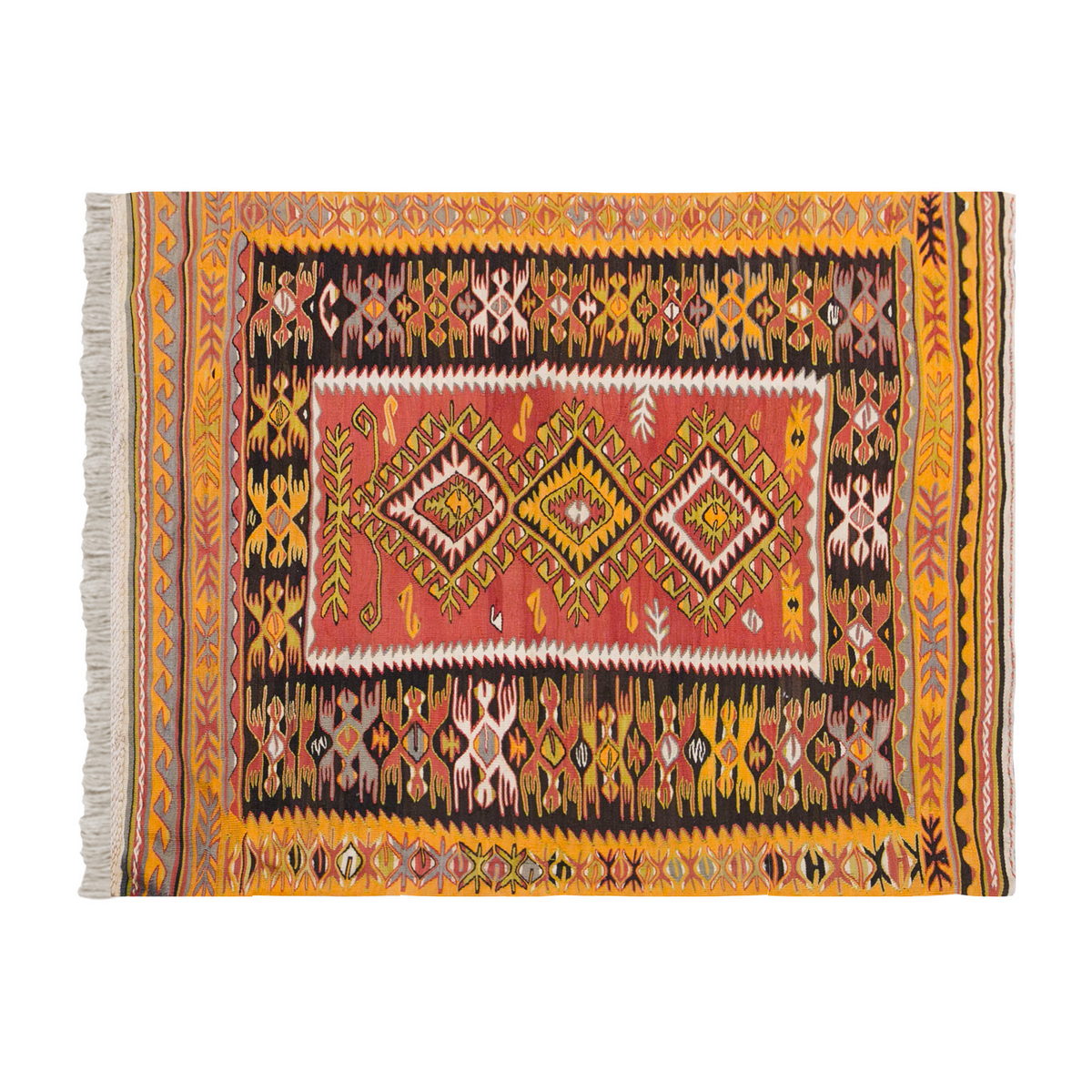 Vintage Kilim Rug, 4'6" x 5'5" feet 136 x 164 cm
