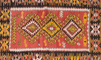 Vintage Kilim Rug, 4'6" x 5'5" feet 136 x 164 cm