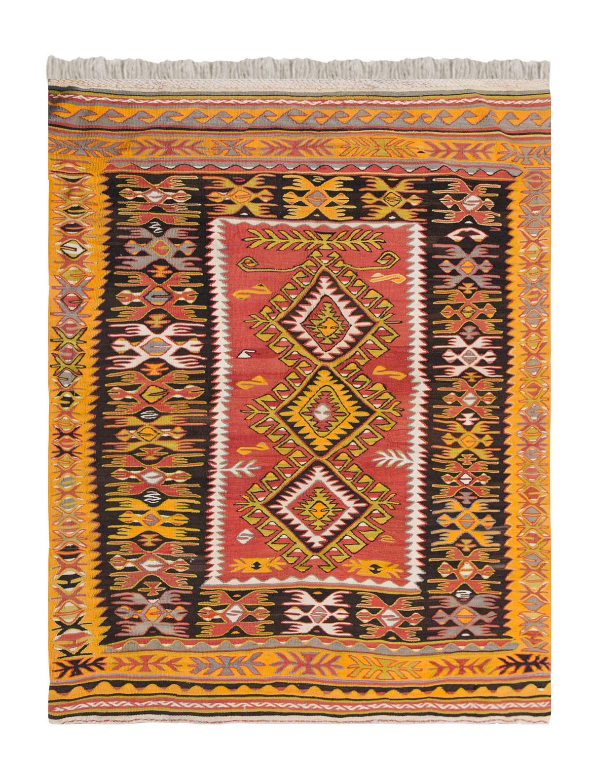 Vintage Kilim Rug, 4'6" x 5'5" feet 136 x 164 cm