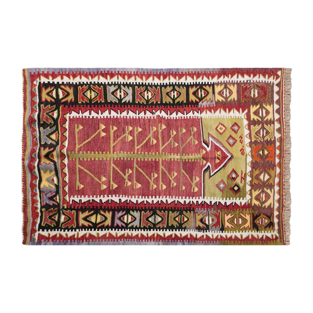 Vintage Konya Akviran Kilim, 96 x 112 cm, 3.1 x 3.8 ft