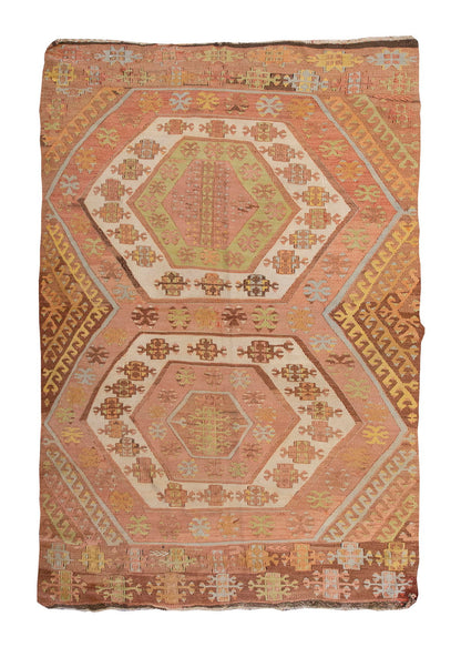 Vintage Konya Otamış Kilim Rug, 107 x 164 cm ≈ 3.6 x 5.4 ft