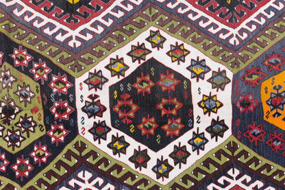 Vintage Konya Taşpınar Kilim Rug, 5.9x13 ft, 180x395 cm, Handwoven Turkish Wool Kilim