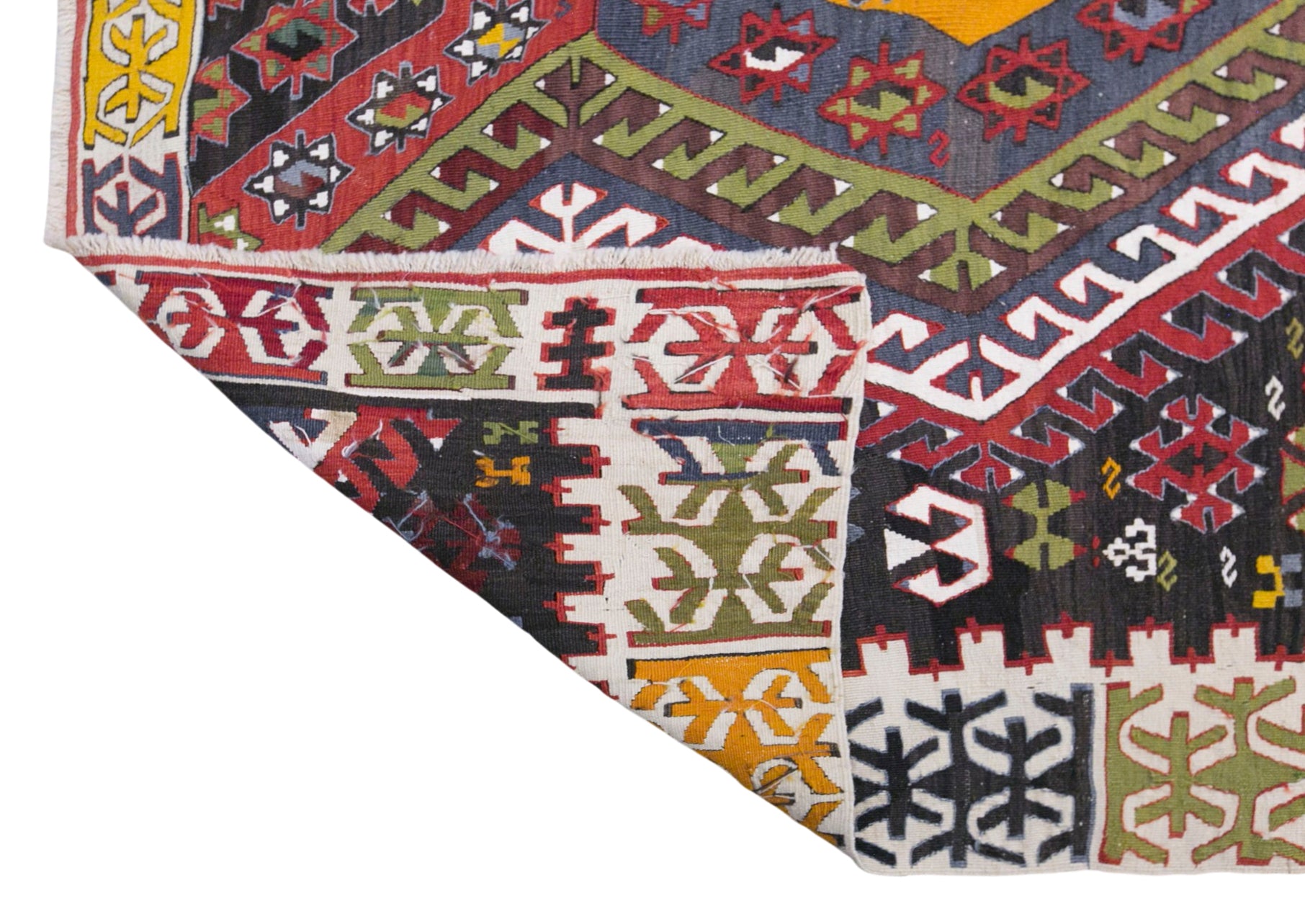Vintage Konya Taşpınar Kilim Rug, 5.9x13 ft, 180x395 cm, Handwoven Turkish Wool Kilim