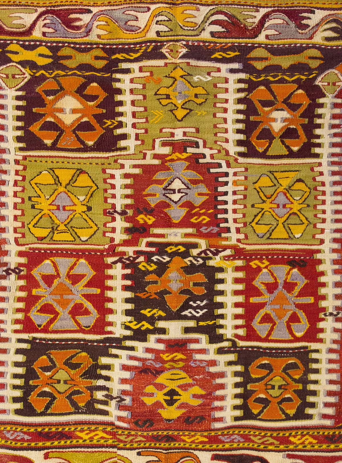 Vintage Konya Turkish Kilim Rug, 102 x 142 cm, 3.4 x 4.8 ft