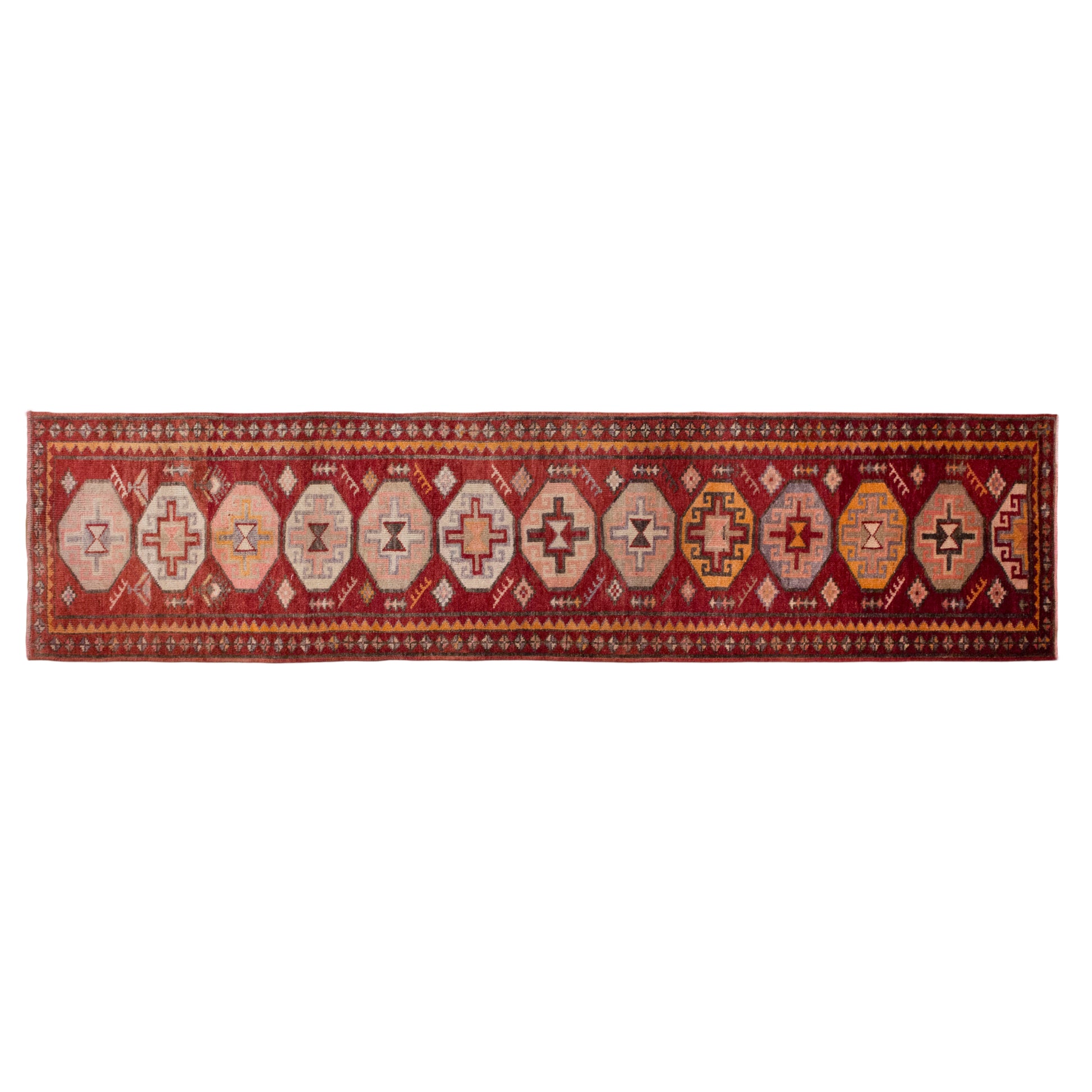 Vintage Kurdish Herki Runner 90x375 cm (3x12.3 ft)