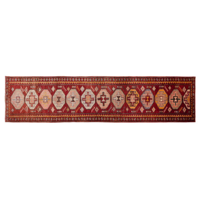 Vintage Kurdish Herki Runner 90x375 cm (3x12.3 ft)