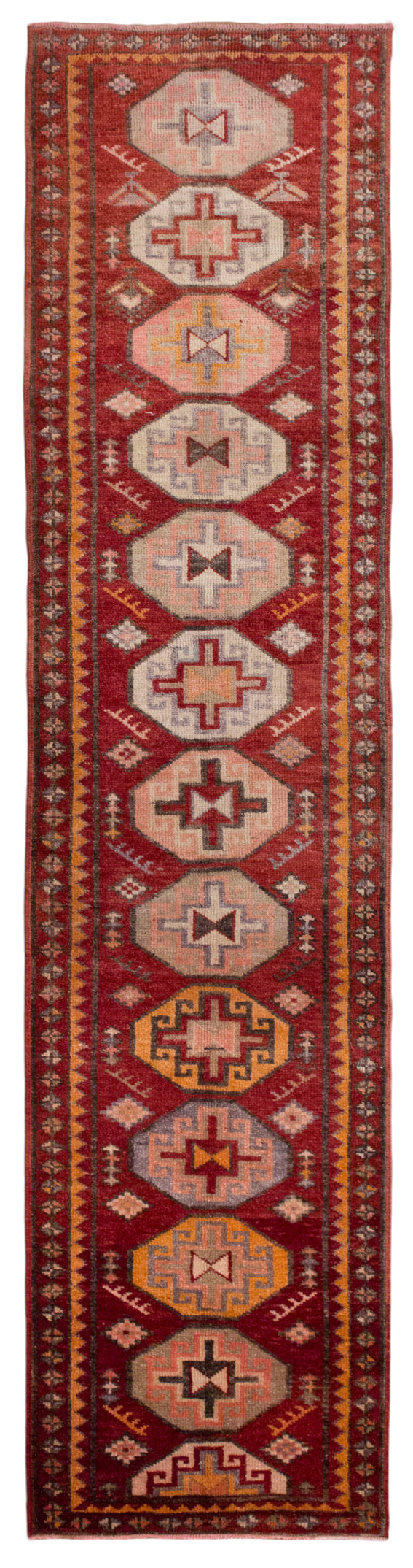 Vintage Kurdish Herki Runner 90x375 cm (3x12.3 ft)