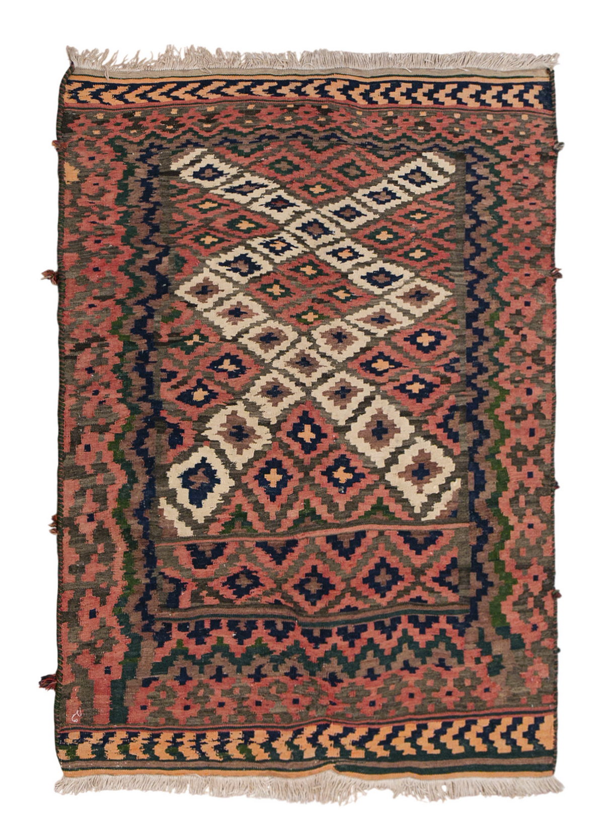Vintage Kurdish Rug, 3.10 x 5.1 ft, 119 x 156 cm