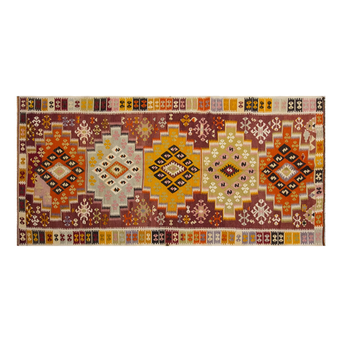 Vintage Large Adana Kilim, 148 x 380 cm / 5 x 12.6 ft Kilim