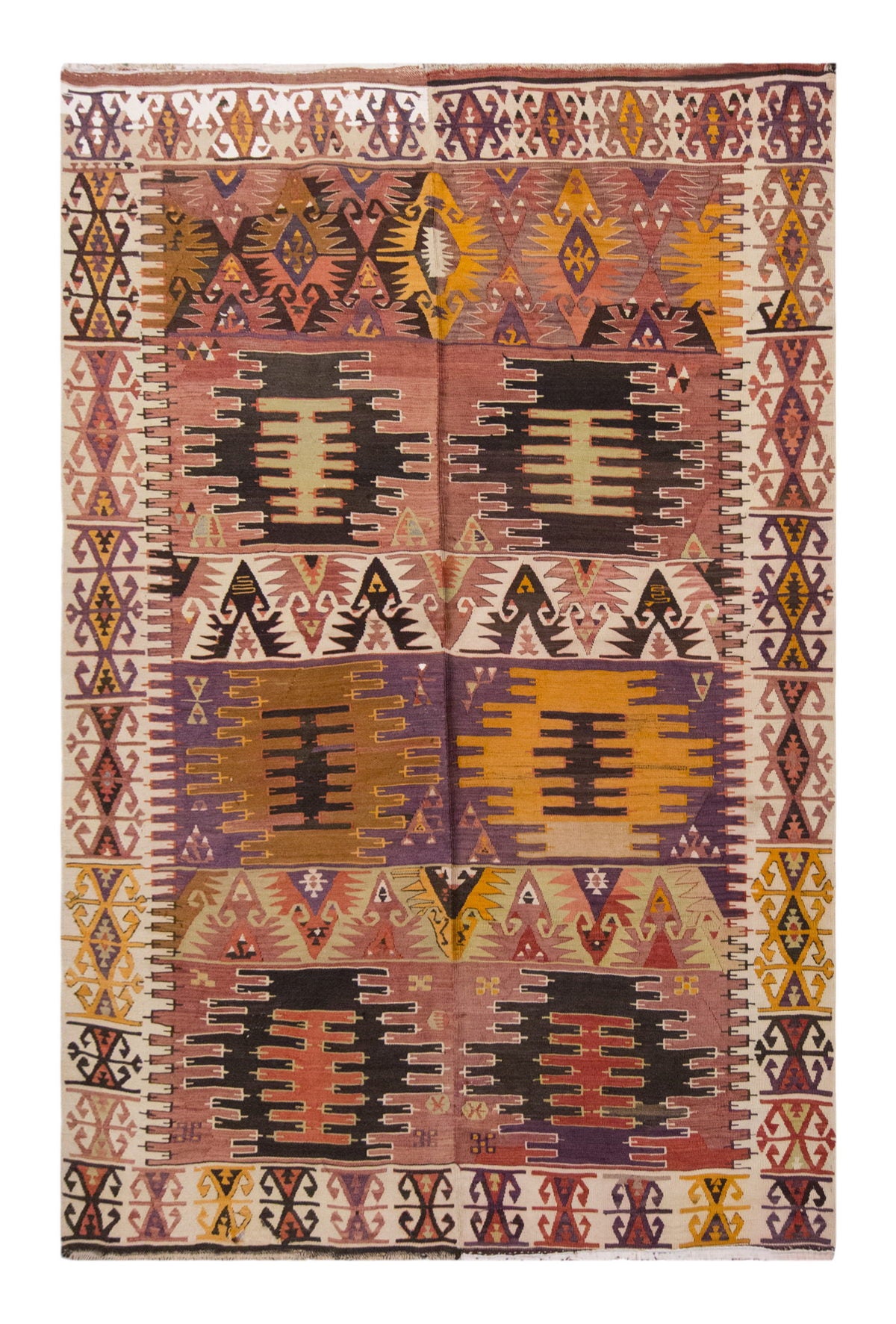 Vintage Large Adana Kilim, 204 x 270 cm / 6.8 x 9 ft Kilim