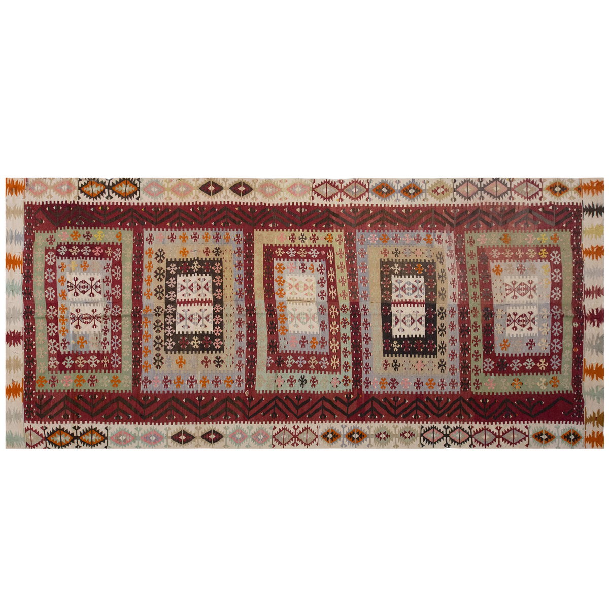 Vintage Large Adana Kilim, 206 x 451 cm / 6.9 x 15 ft Kilim