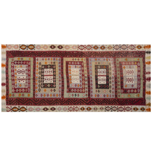 Vintage Large Adana Kilim, 206 x 451 cm / 6.9 x 15 ft Kilim
