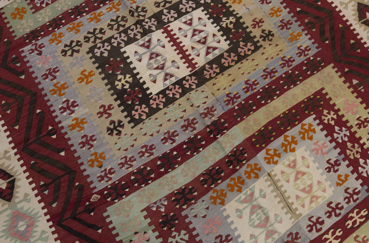 Vintage Large Adana Kilim, 206 x 451 cm / 6.9 x 15 ft Kilim