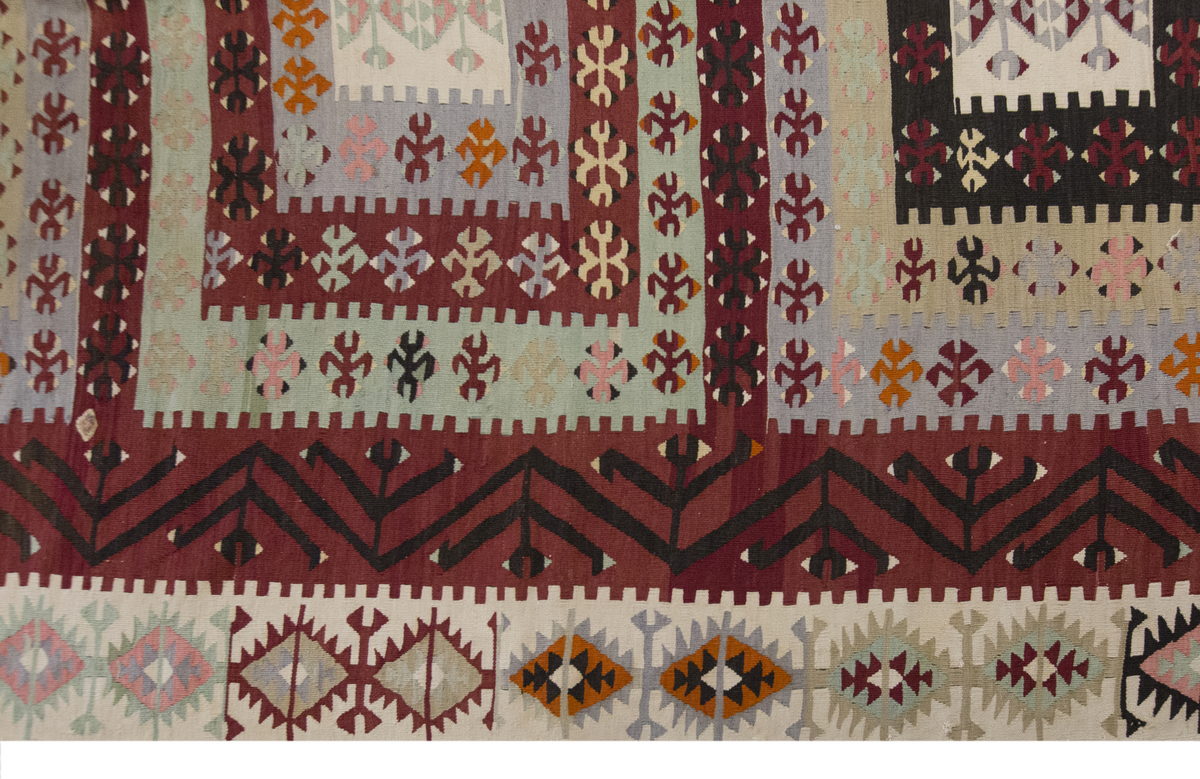 Vintage Large Adana Kilim, 206 x 451 cm / 6.9 x 15 ft Kilim