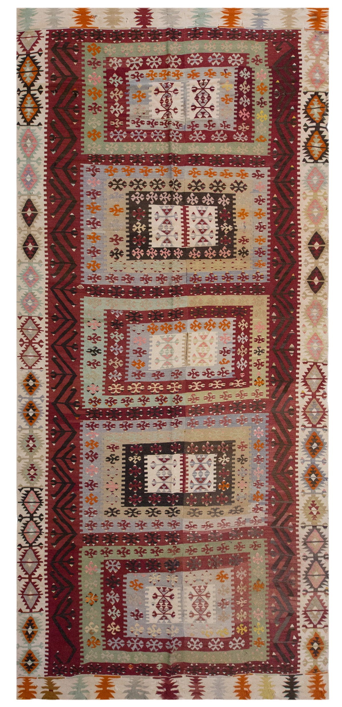 Vintage Large Adana Kilim, 206 x 451 cm / 6.9 x 15 ft Kilim